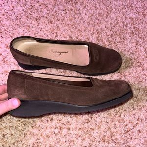 Salvatore Ferragamo flats size 9.5B brown suede